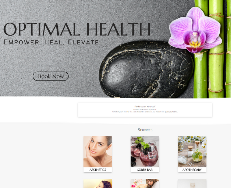 Health spa website mockup