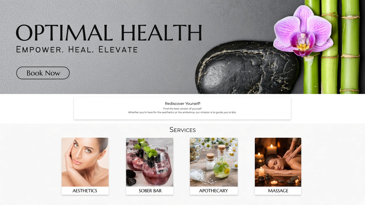 Optimal Health spa services layout mockup