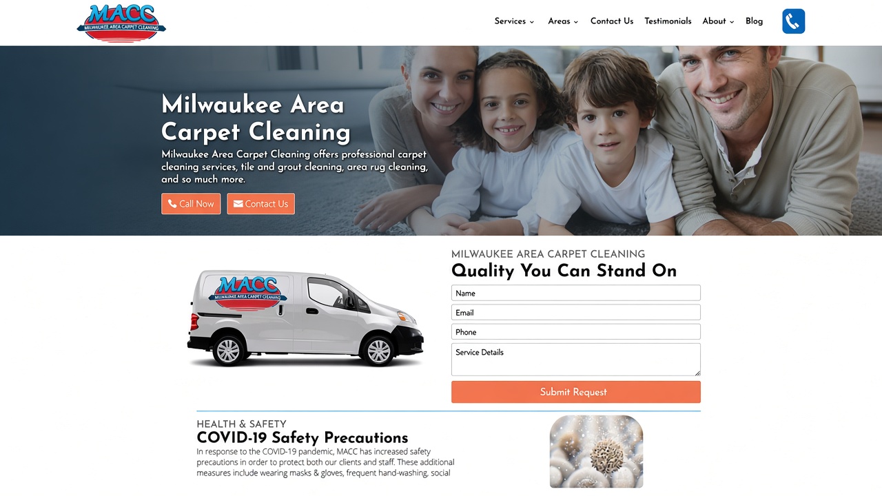 Milwaukee Area Carpet Cleaning contact layout