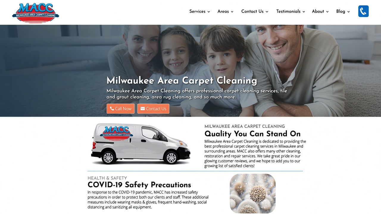 Milwaukee Area Carpet Cleaning services layout